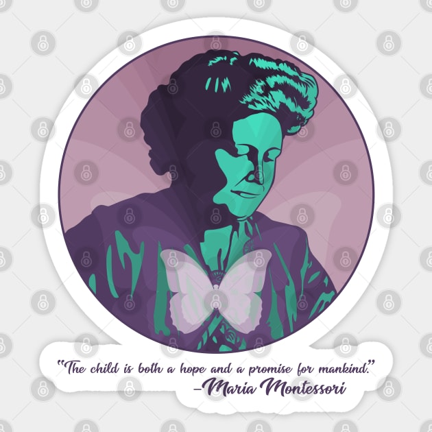 Mariposa (Maria Montessori) Sticker by PlaidDesign